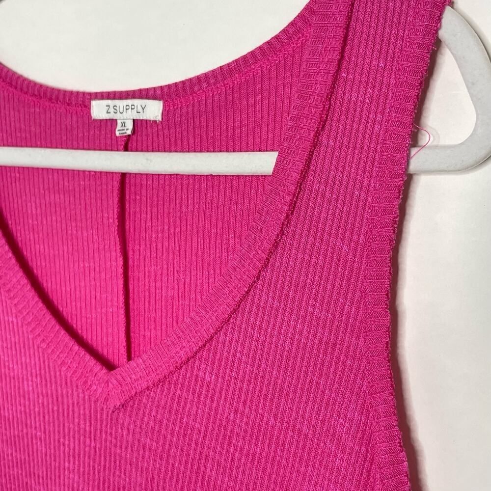 Z Supply Raspberry Ribbed Knit Sleeveless Swing Dress XL - Picture 4 of 9